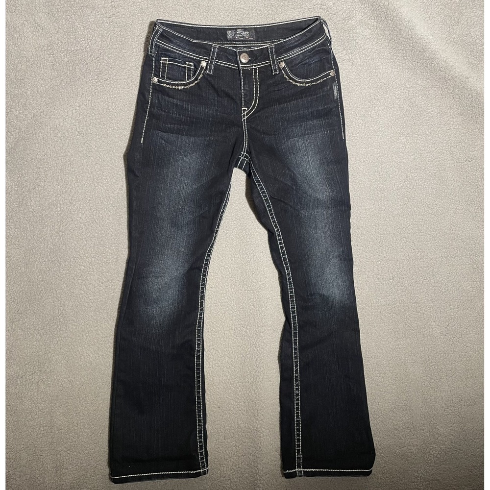 Silver Jeans Natsuki Flap Western Bootcut Dark Wash Jeans 29x31 Fits 28x28.5